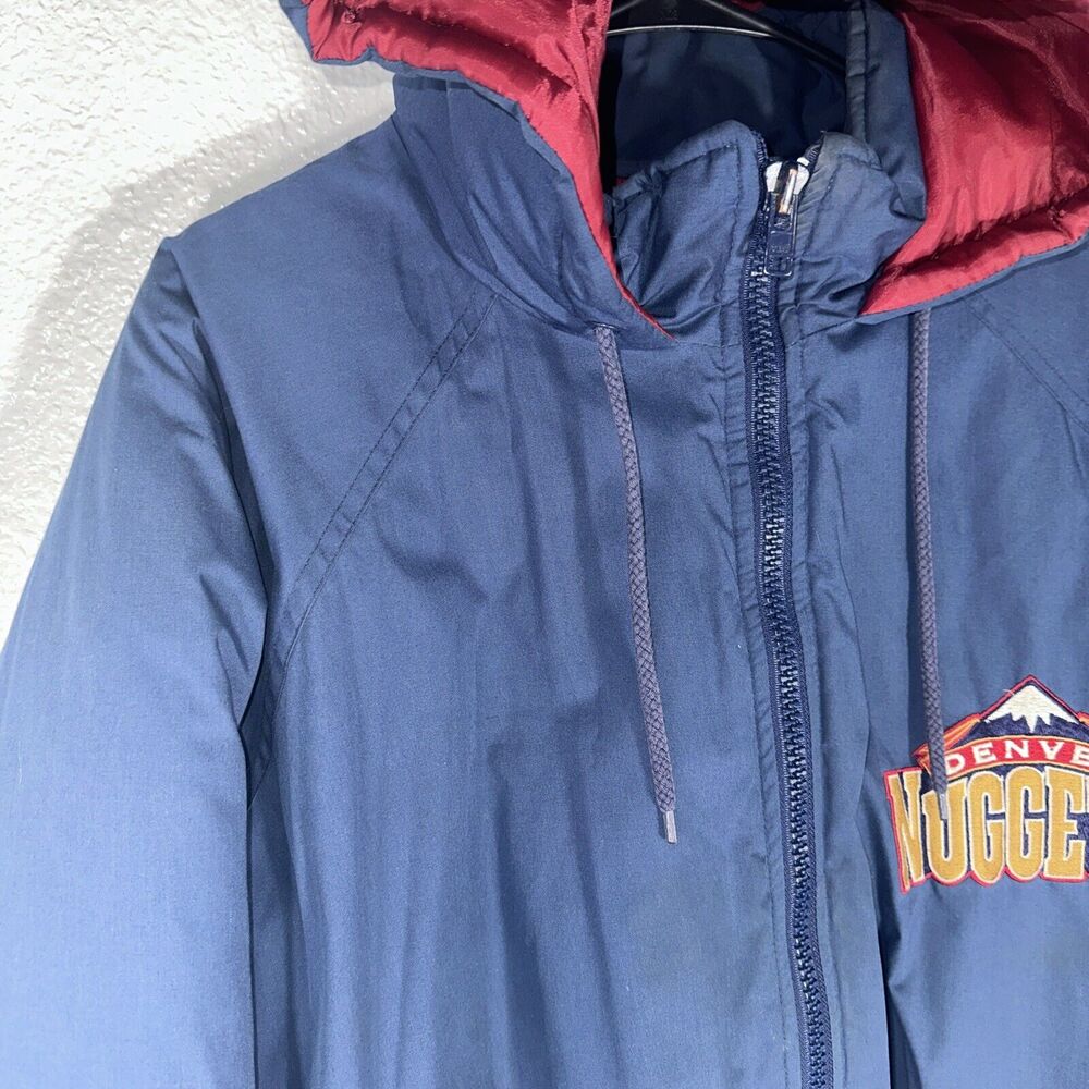 VTG 90s Fans Gear Denver Nuggets Blue Hooded Full Zip Puffer Jacket XL - Picture 5 of 10
